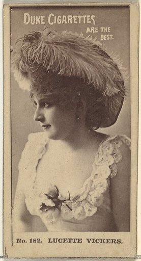 Card Number 182, Lucette Vickers, from the Actors and Actresses series (N145-6) issued by Duke Sons & Co. to promote Duke Cigarettes
