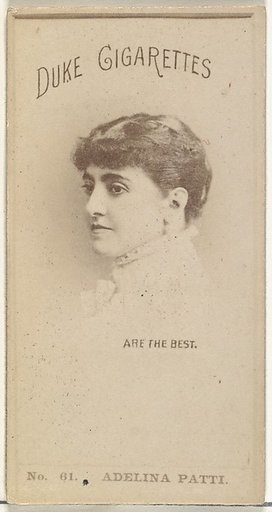 Card Number 61, Adina Patti, from the Actors and Actresses series (N145-6) issued by Duke Sons & Co. to promote Duke Cigarettes