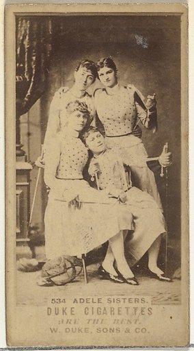 Card Number 534, Adele Sisters, from the Actors and Actresses series (N145-7) issued by Duke Sons & Co. to promote Duke Cigarettes