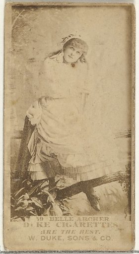 Card Number 59, Belle Archer, from the Actors and Actresses series (N145-7) issued by Duke Sons & Co. to promote Duke Cigarettes
