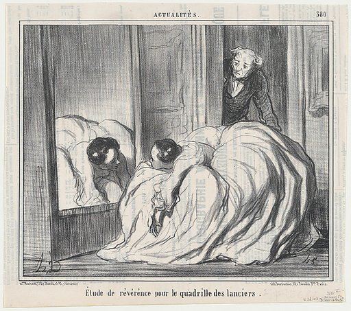 Étude de révérence pour le quadrille des lanciers, from Actualités, publlished in Le Charivari, March 30, 1857