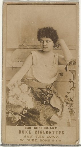 Card Number 539, Miss Blake, from the Actors and Actresses series (N145-7) issued by Duke Sons & Co. to promote Duke Cigarettes