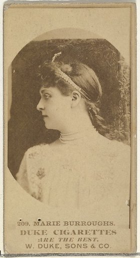 Card Number 209, Marie Burroughs, from the Actors and Actresses series (N145-7) issued by Duke Sons & Co. to promote Duke Cigarettes
