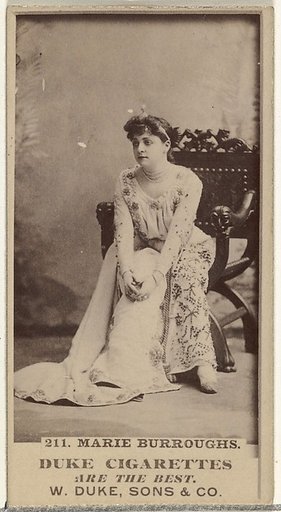 Card Number 211, Marie Burroughs, from the Actors and Actresses series (N145-7) issued by Duke Sons & Co. to promote Duke Cigarettes