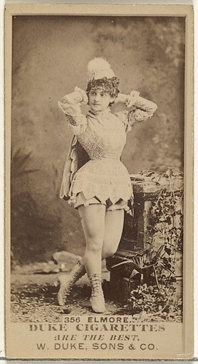 Card Number 356, Miss Elmore, from the Actors and Actresses series (N145-7) issued by Duke Sons & Co. to promote Duke Cigarettes