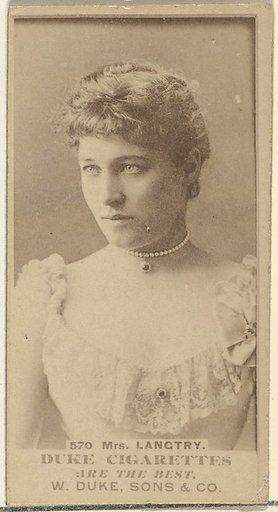 Card Number 570, Mrs. Langtry, from the Actors and Actresses series (N145-7) issued by Duke Sons & Co. to promote Duke Cigarettes