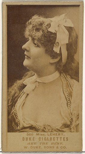 Card Number 509, Miss Lehery, from the Actors and Actresses series (N145-7) issued by Duke Sons & Co. to promote Duke Cigarettes