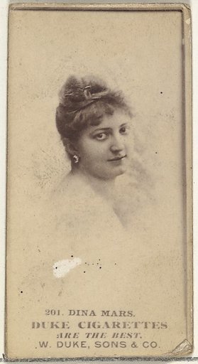 Card Number 201, Dina Mars, from the Actors and Actresses series (N145-7) issued by Duke Sons & Co. to promote Duke Cigarettes