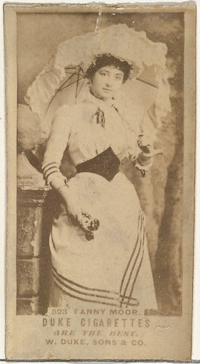 Card Number 523, Fanny Moor, from the Actors and Actresses series (N145-7) issued by Duke Sons & Co. to promote Duke Cigarettes