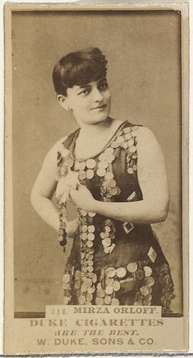 Card Number 214, Mirza Orloff, from the Actors and Actresses series (N145-7) issued by Duke Sons & Co. to promote Duke Cigarettes