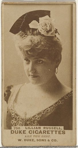 Card Number 756, Lillian Russell, from the Actors and Actresses series (N145-7) issued by Duke Sons & Co. to promote Duke Cigarettes