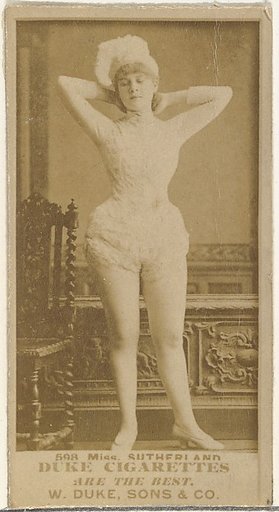 Card Number 598, Miss Sutherland, from the Actors and Actresses series (N145-7) issued by Duke Sons & Co. to promote Duke Cigarettes