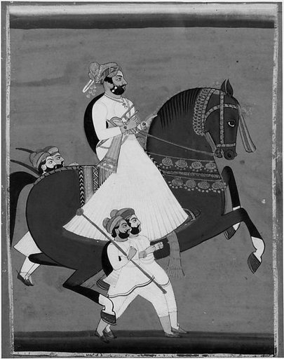 Raja on Horseback Accompanied by His Favorite Attendants
