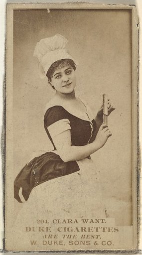 Card Number 204, Clara Want, from the Actors and Actresses series (N145-7) issued by Duke Sons & Co. to promote Duke Cigarettes