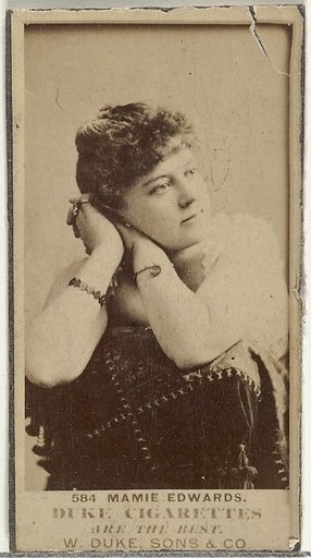 Card Number 584, Mamie Edwards, from the Actors and Actresses series (N145-7) issued by Duke Sons & Co. to promote Duke Cigarettes