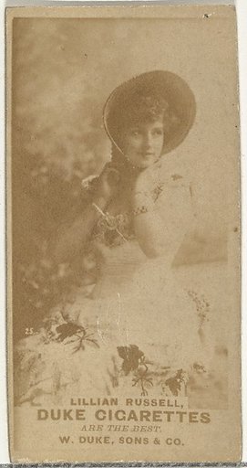 Lillian Russell, from the Actors and Actresses series (N145-7) issued by Duke Sons & Co. to promote Duke Cigarettes