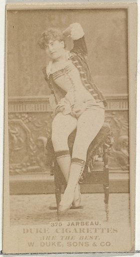 Card Number 375, Miss Jarbeau, from the Actors and Actresses series (N145-7) issued by Duke Sons & Co. to promote Duke Cigarettes