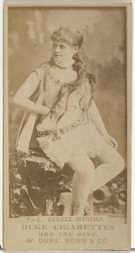 Card Number 206, Lizzie Hughs, from the Actors and Actresses series (N145-7) issued by Duke Sons & Co. to promote Duke Cigarettes