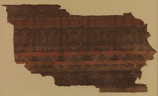 Textile with Stripes and Confronted Birds