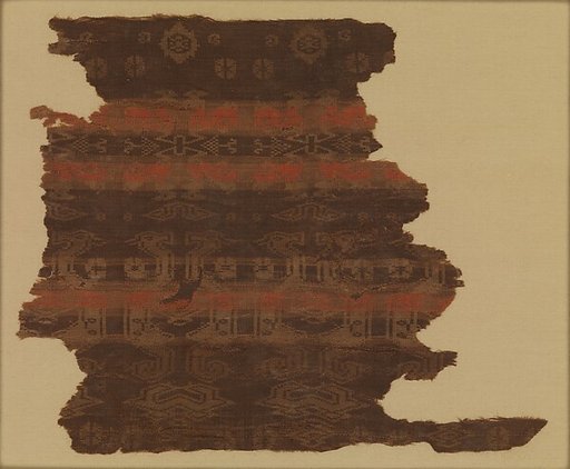 Textile with Stripes and Confronted Dragons