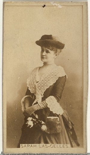 Sarah Las-Gelles, from the Actors and Actresses series (N145-8) issued by Duke Sons & Co. to promote Duke Cigarettes