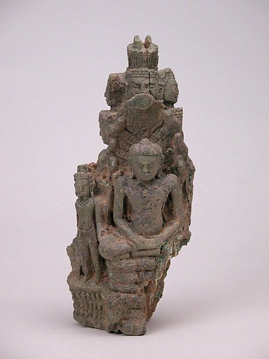 Seated Buddha Protected by Naga (front), Dancing Multi-Headed Hevajra (back)