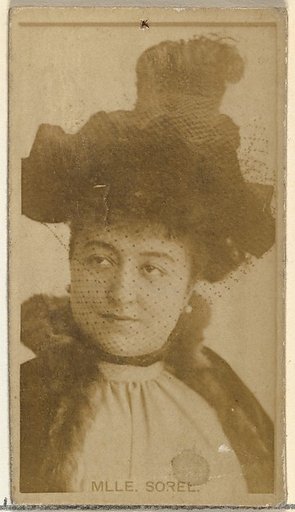 Mlle. Sorel, from the Actors and Actresses series (N145-8) issued by Duke Sons & Co. to promote Duke Cigarettes