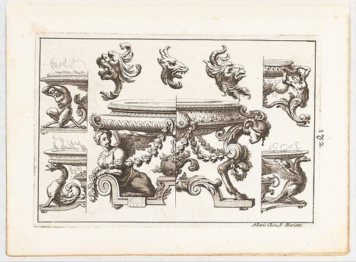 Plate 2, from "Desseins de Brasiers dont les Ornements peuuent Seruir aux Cuuettes, Tables, et autres Ouurages d'Orfeurerie"