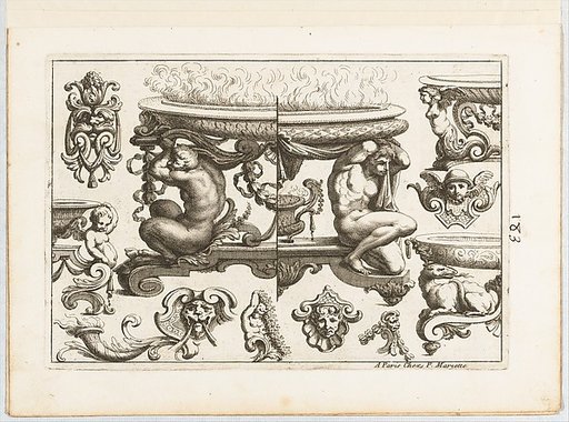 Plate 3, from "Desseins de Brasiers dont les Ornements peuuent Seruir aux Cuuettes, Tables, et autres Ouurages d'Orfeurerie"