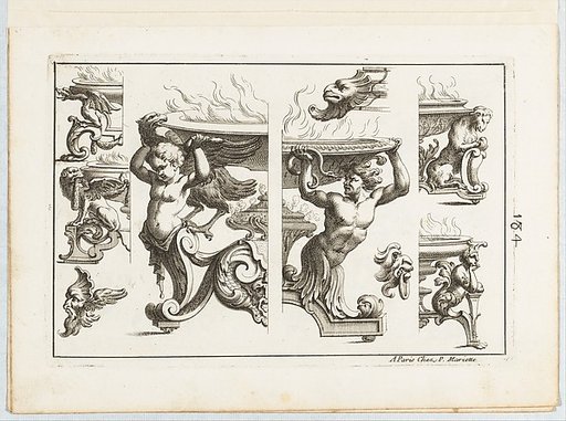Plate 4, from "Desseins de Brasiers dont les Ornements peuuent Seruir aux Cuuettes, Tables, et autres Ouurages d'Orfeurerie"