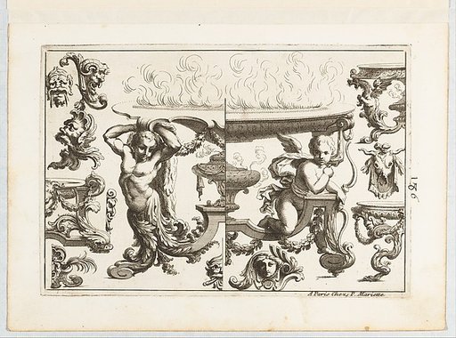 Plate 6, from "Desseins de Brasiers dont les Ornements peuuent Seruir aux Cuuettes, Tables, et autres Ouurages d'Orfeurerie"