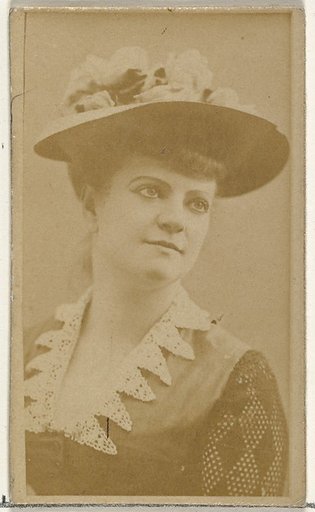 [Actress wearing dress with ornate lace collar], from the Actors and Actresses series (N145-8) issued by Duke Sons & Co. to promote Duke Cigarettes