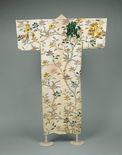 Robe (Kosode) with Mandarin Orange Tree and Auspicious Characters