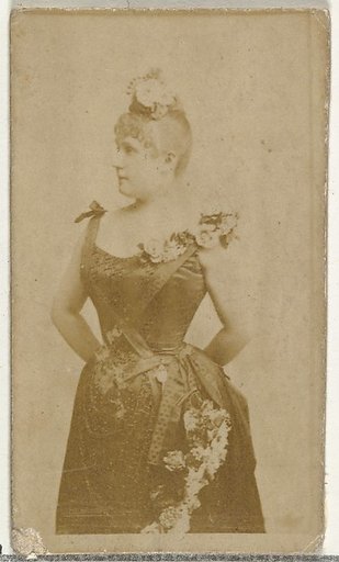 [Actress wearing gown decorated with flowers], from the Actors and Actresses series (N145-8) issued by Duke Sons & Co. to promote Duke Cigarettes