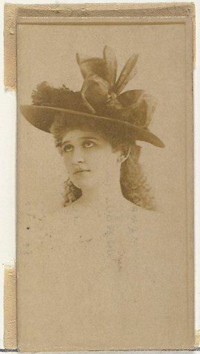 [Actress wearing hat with ornate ribbons], from the Actors and Actresses series (N145-8) issued by Duke Sons & Co. to promote Duke Cigarettes