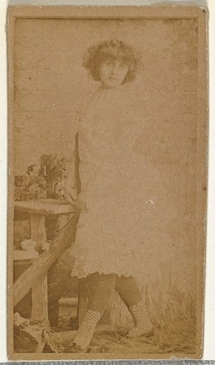 [Actress posing by prop wooden fence], from the Actors and Actresses series (N145-8) issued by Duke Sons & Co. to promote Duke Cigarettes