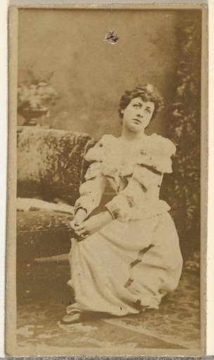 [Seated actress wearing dress with ruffled sleeves], from the Actors and Actresses series (N145-8) issued by Duke Sons & Co. to promote Duke Cigarettes