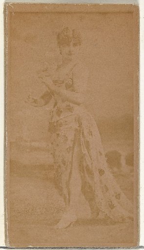 [Actress posing in patterned gown], from the Actors and Actresses series (N145-8) issued by Duke Sons & Co. to promote Duke Cigarettes