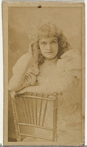[Actress posing on chair], from the Actors and Actresses series (N145-8) issued by Duke Sons & Co. to promote Duke Cigarettes