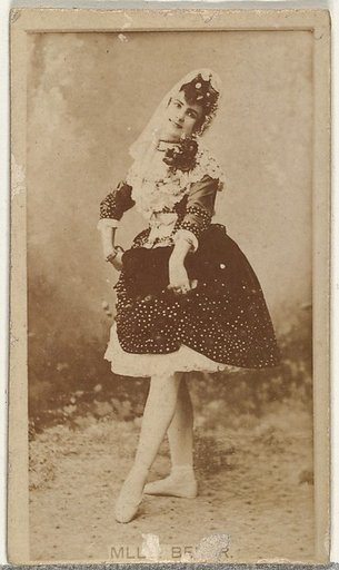 [Dancer holding up hem of skirt], from the Actors and Actresses series (N145-8) issued by Duke Sons & Co. to promote Duke Cigarettes