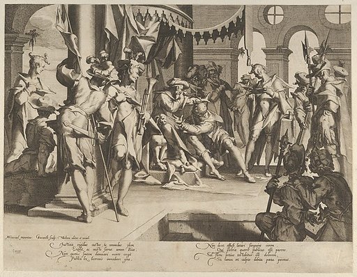 The Judge Bias Shedding Tears, plate 9 from "Thronus Justitiae, tredecim pulcherrimus tabulis..."