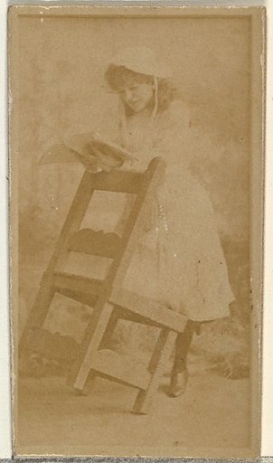 [Actress reading book while leaning on chair], from the Actors and Actresses series (N145-8) issued by Duke Sons & Co. to promote Duke Cigarettes