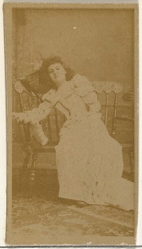 [Actress reclining on wooden seat], from the Actors and Actresses series (N145-8) issued by Duke Sons & Co. to promote Duke Cigarettes