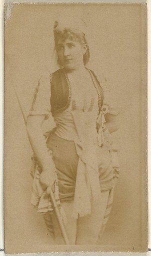 [Actress holding wooden cane], from the Actors and Actresses series (N145-8) issued by Duke Sons & Co. to promote Duke Cigarettes