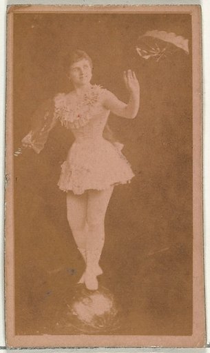 [Actress balancing on ball while holding fan], from the Actors and Actresses series (N145-8) issued by Duke Sons & Co. to promote Duke Cigarettes