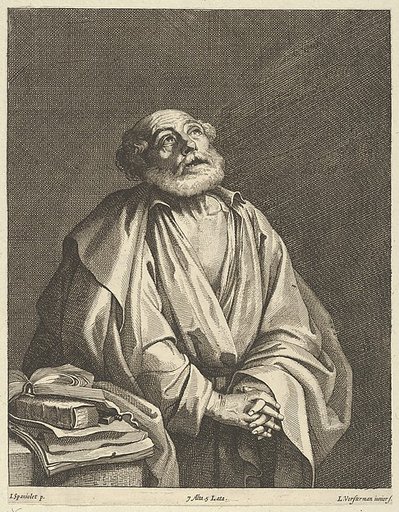 Saint Peter in prayer, looking upwards and to the right