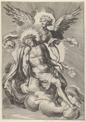Angel supporting Christ, who is also resting on clouds