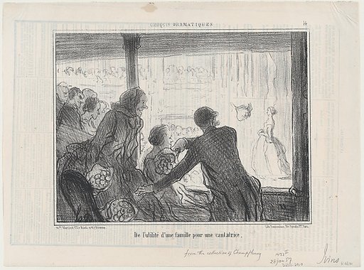 De l'utilité d'une famille pour une cantatrice, from Croquis Parisiens, published in Le Charivari, January 28, 1857