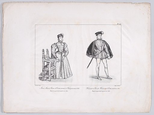 Mary, Queen of Scots and Francis II, King of France (from "Collection des costumes, armes et meubles pour servir à l'histoire de France depuis le commencement du Veme siècle jusqu'à nos jours," plate 268)