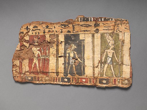 Fragment of cartonnage depicting three deities